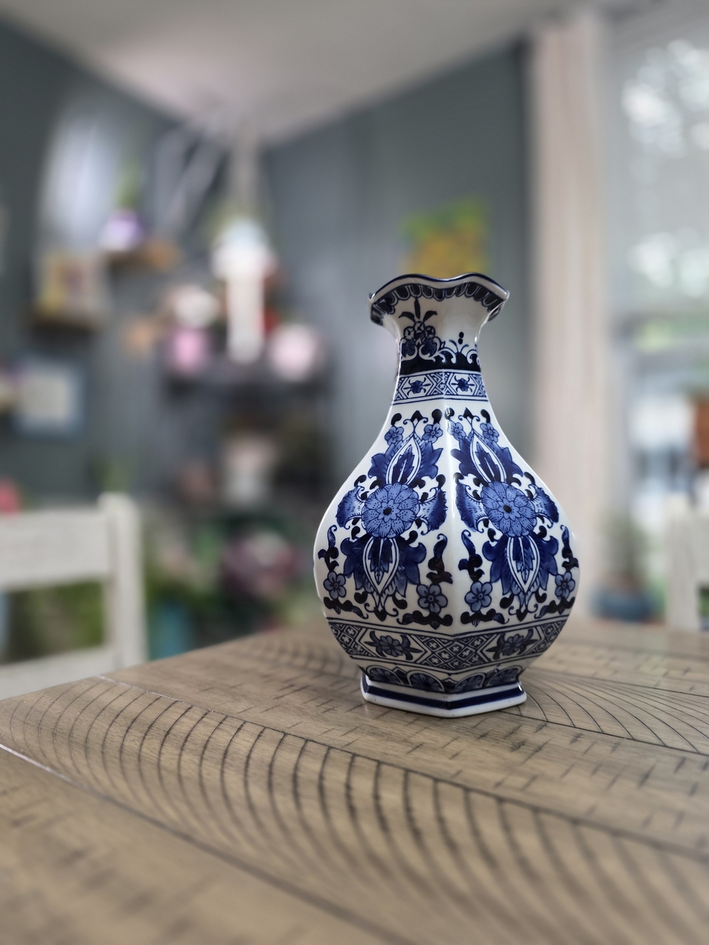Blue and White Decorative Floral Porcelain Vase - Classic Home Accents